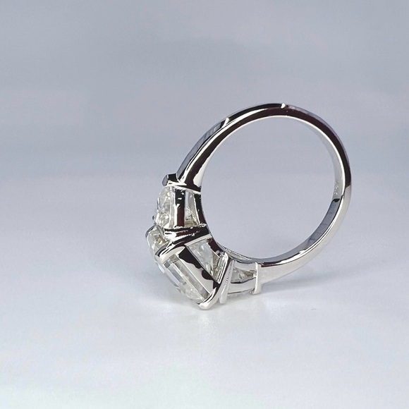 NWOT Asscher & Trillion Moissanite Ring in 14K White Gold - Picture 6 of 8